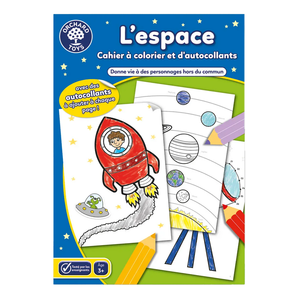 L'espace: Cahier à colorier et d'autocollants