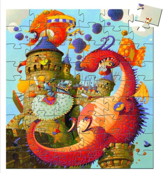 Puzzle silhouette - Vaillant et le dragon - 54 pièces