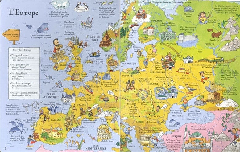 Atlas illustré avec un planisphère géant