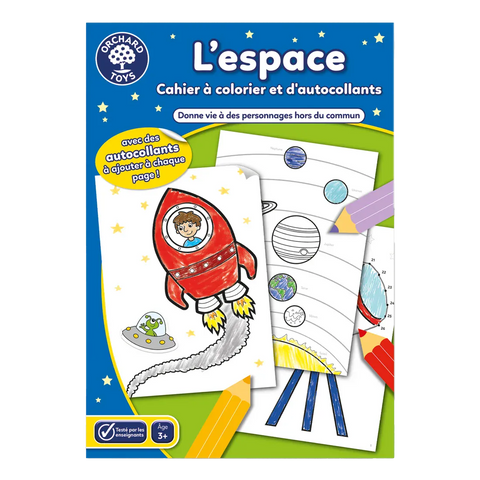 L'espace: Cahier à colorier et d'autocollants