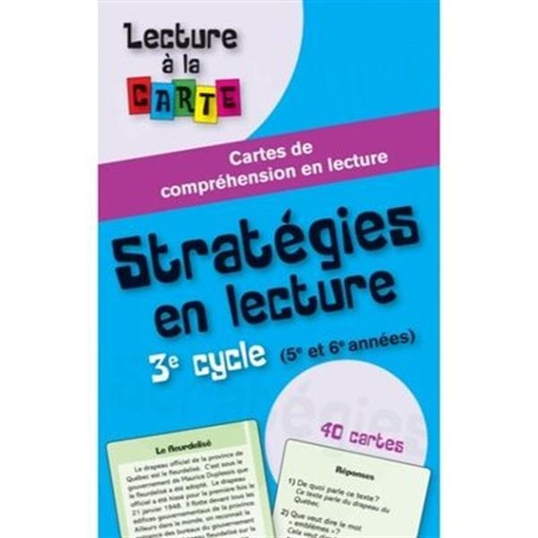 Stratégie de lecture, 3e cycle : cartes de compréhension en lecture