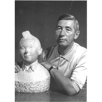 Carte postale - Hergé et Tintin