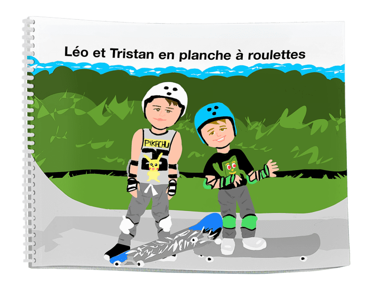 Léo et Tristan en planche à roulette
