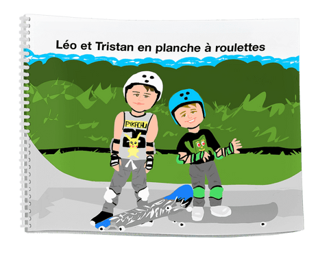 Léo et Tristan en planche à roulette