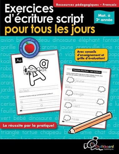 Exercices d'écriture script pour tous les jours - Maternelle à 2e année