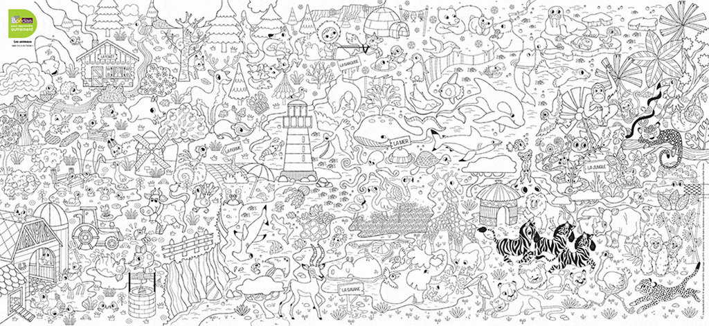 Ardoise à colorier - Les animaux