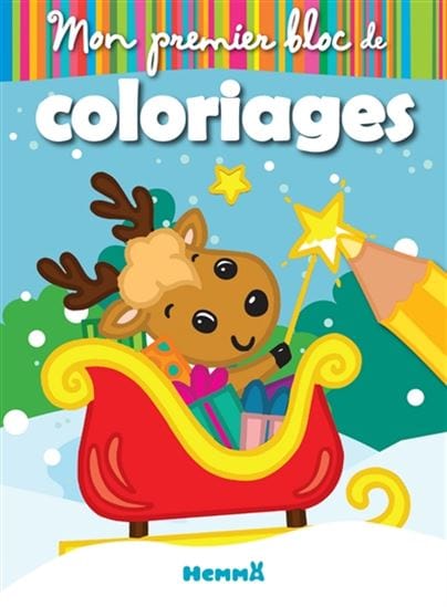Mon premier bloc de coloriages : Renne dans le traîneau