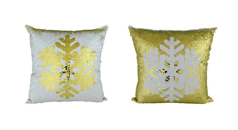 Coussin - Flocon or et blanc