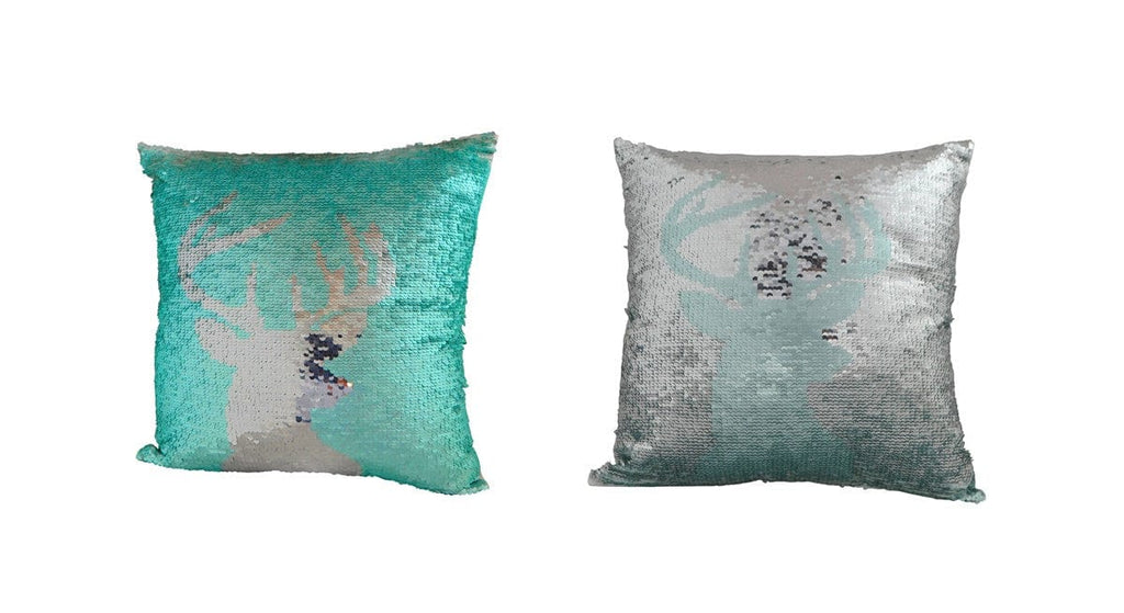 Coussin - Cerf bleu et argent