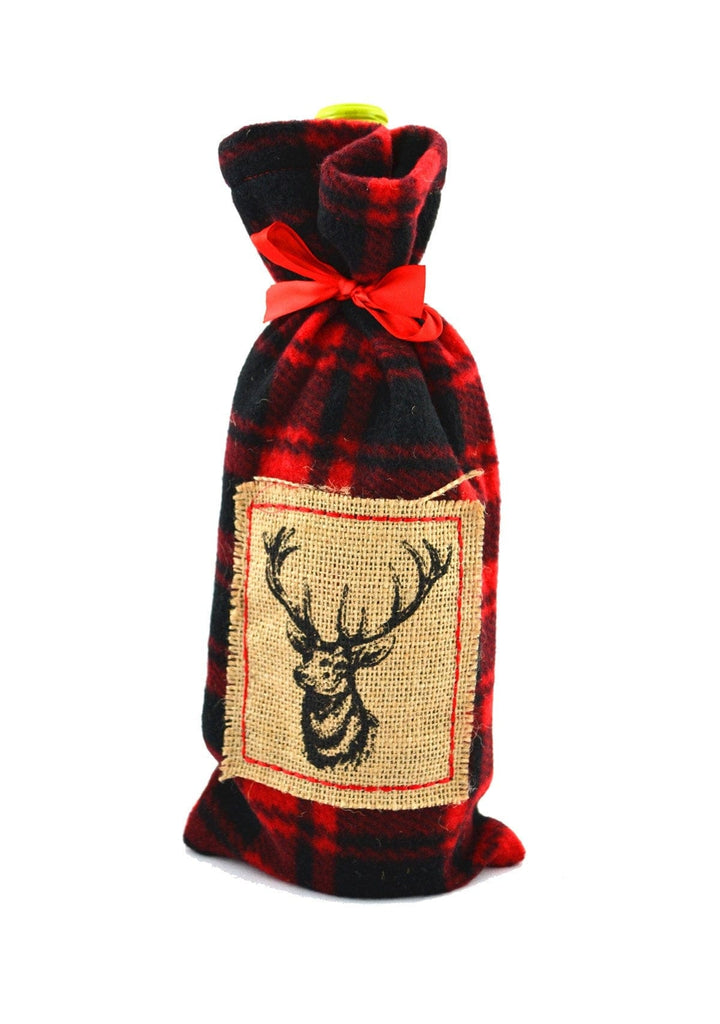Sac cadeau pour bouteille de vin - Cerf Lumberjack
