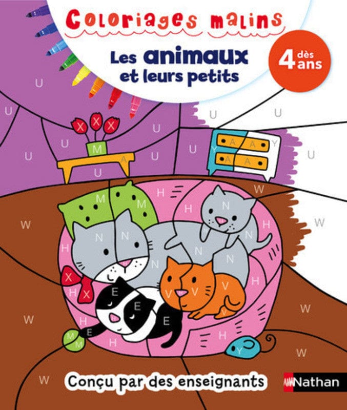 Coloriages malins - Les animaux et leurs petits 4 ans