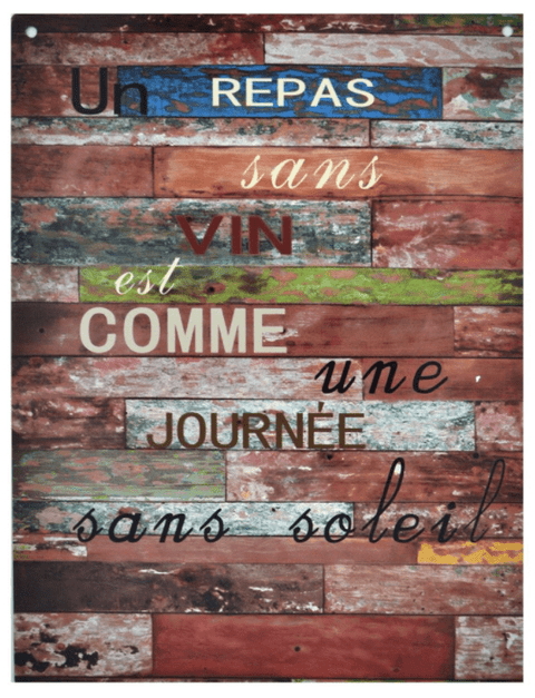 Pancarte bilingue - Un repas sans vin...