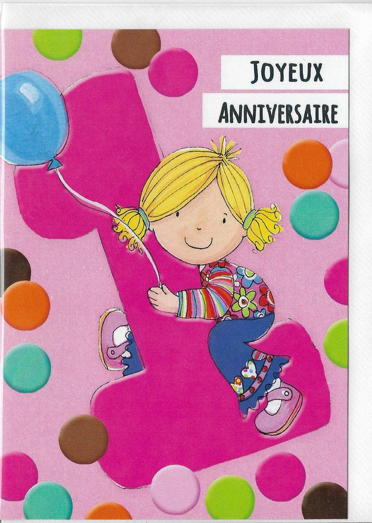 Carte de souhait - Anniversaire - Fille 1 an