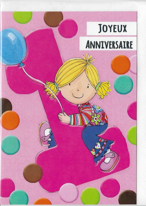 Carte de souhait - Anniversaire - Fille 1 an
