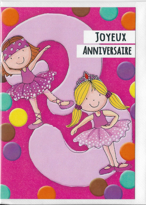 Carte de souhait - Anniversaire - Fille 3 ans