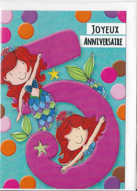 Carte de souhait - Anniversaire - Fille 5 ans
