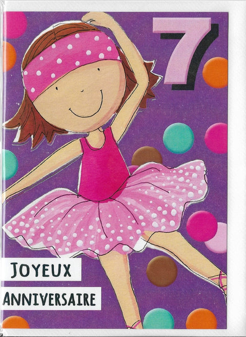 Carte de souhait - Anniversaire - Fille 7 ans
