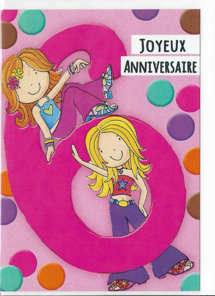 Carte de souhait - Anniversaire - Fille 6 ans