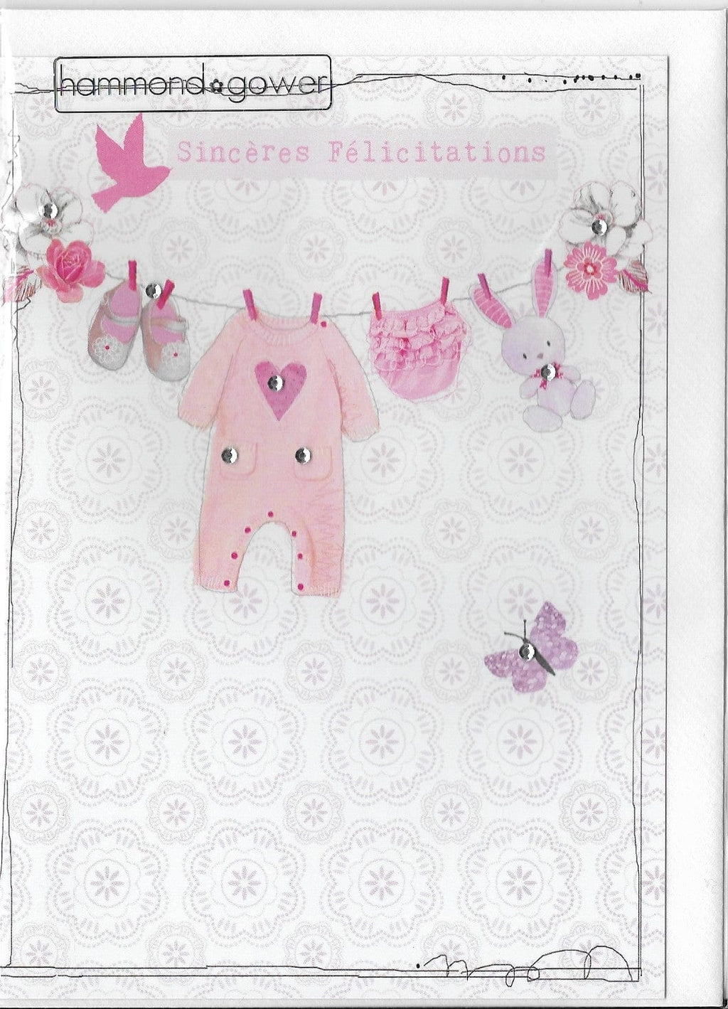 Carte de souhait - Naissance - Linge Fille