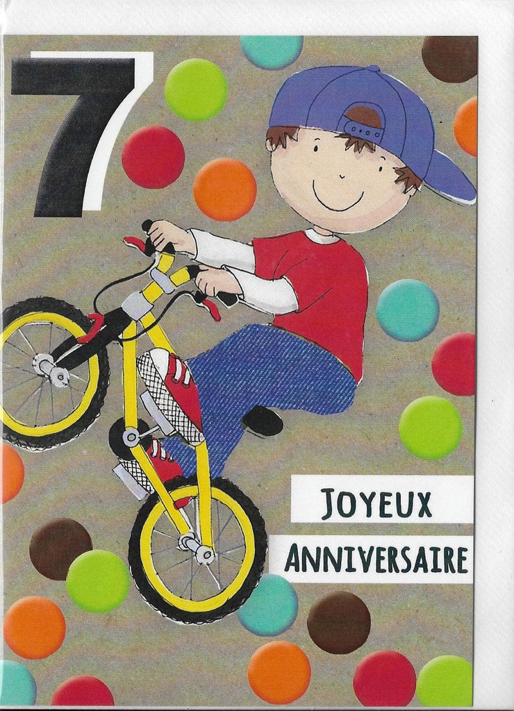 Carte de souhait - Anniversaire - Garçon 7 ans