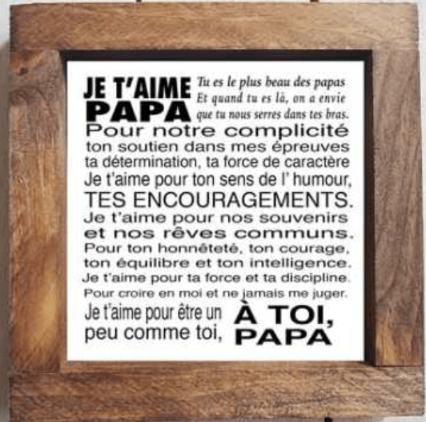 Cadre en bois Moyen  - Fête des papas