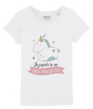 T-shirt  - fille  - Je prends la vie côté paillettes...