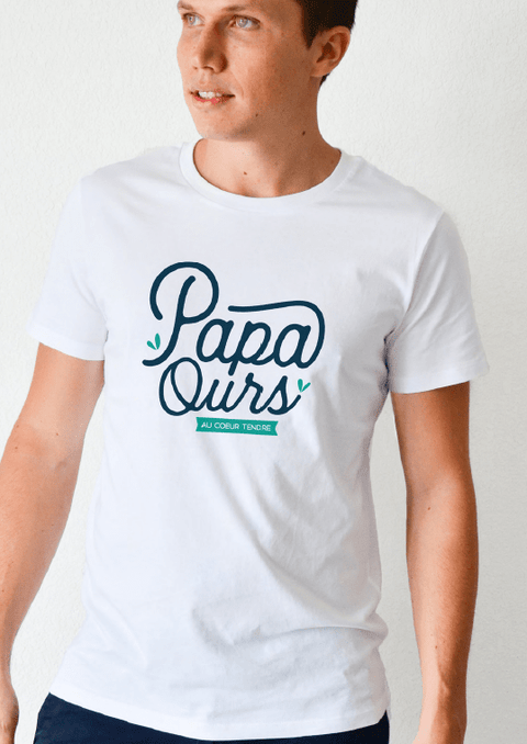 T-shirt  - Homme  - Papa ours au coeur tendre...