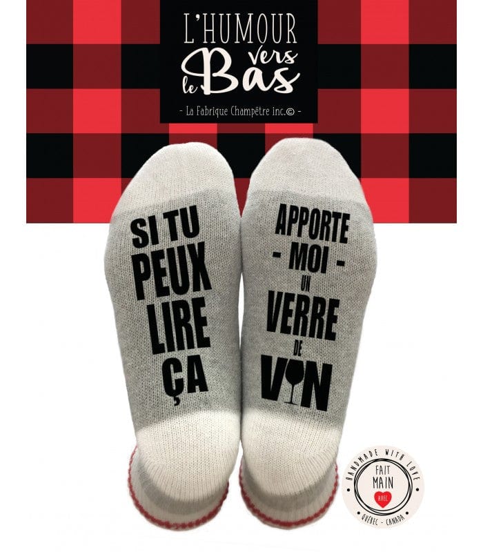 Chaussettes - Si tu peux lire ça, apporte moi un verre de vin - Taille M