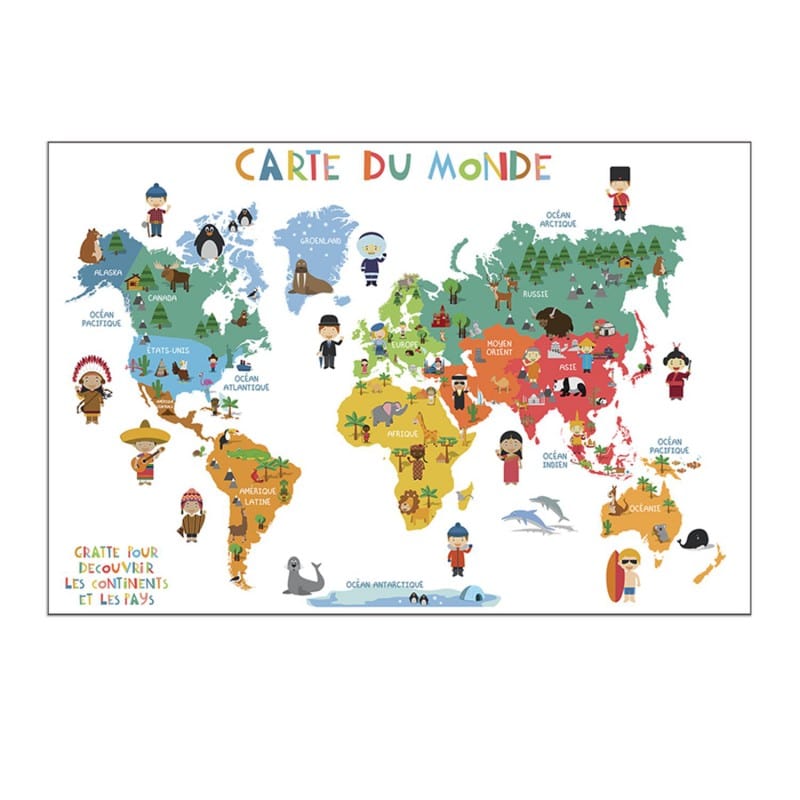 Carte du monde à gratter enfant