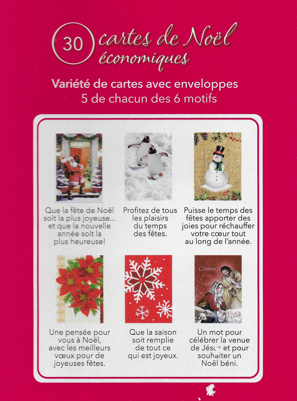 Coffret de 30 cartes de souhait - Noël