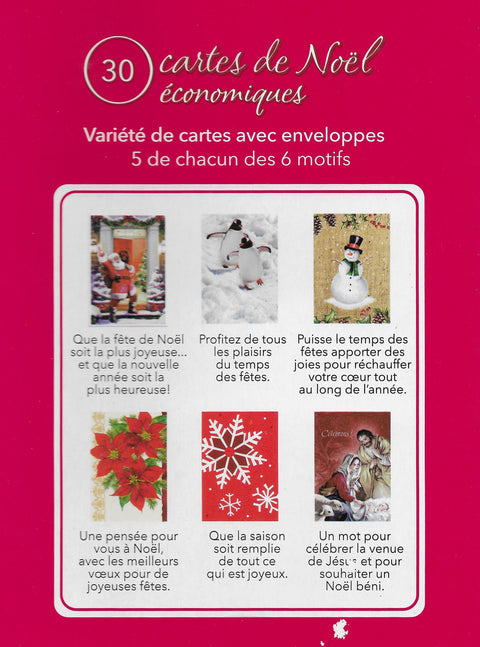 Coffret de 30 cartes de souhait - Noël