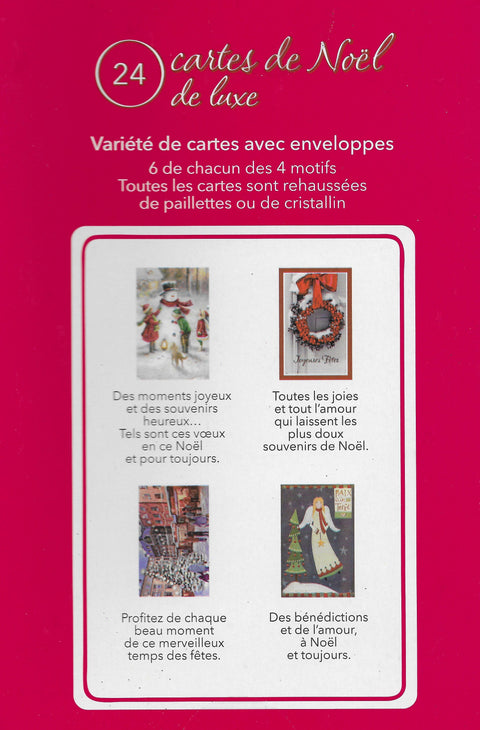 Coffret de 24 cartes de souhait - Noël