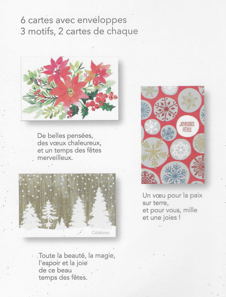 Ensemble de 6 cartes de souhait - Noël